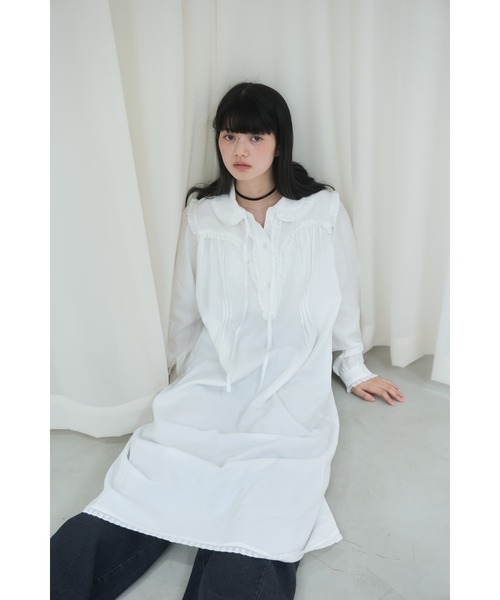 Frill cotton shirtdress/フリルコットンシャツワンピース（ワンピース