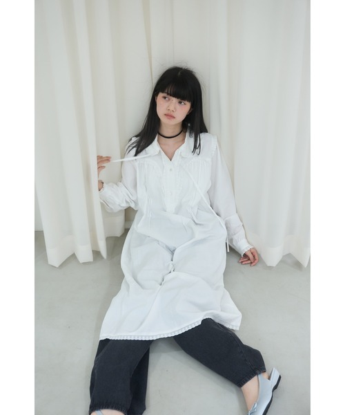 Frill cotton shirtdress/フリルコットンシャツワンピース（ワンピース