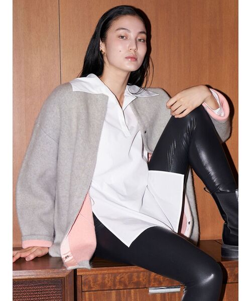 ELENDEEK（エレンディーク）の「CNラクーンミックスダブルカーディガン（カーディガン/ボレロ・レディース・ライトグレー/ボルドー/ネイビー/ベージュ/アイボリー/ブラック/グレー/ライトイエロー・01/02）」の20枚目の写真