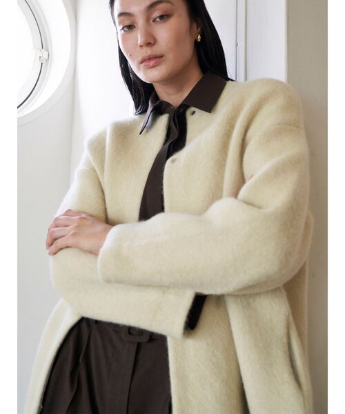 ELENDEEK（エレンディーク）の「CNラクーンミックスダブルカーディガン（カーディガン/ボレロ・レディース・ライトグレー/ボルドー/ネイビー/ベージュ/アイボリー/ブラック/グレー/ライトイエロー・01/02）」の16枚目の写真