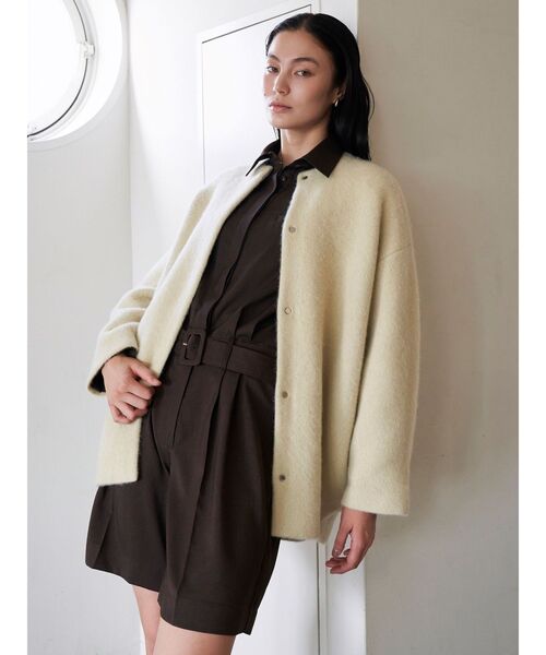 ELENDEEK（エレンディーク）の「CNラクーンミックスダブルカーディガン（カーディガン/ボレロ・レディース・ライトグレー/ボルドー/ネイビー/ベージュ/アイボリー/ブラック/グレー/ライトイエロー・01/02）」の13枚目の写真