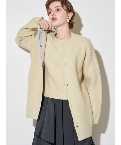 ELENDEEK（エレンディーク）の「CNラクーンミックスダブルカーディガン（カーディガン/ボレロ・レディース・ライトグレー/ボルドー/ネイビー/ベージュ/アイボリー/ブラック/グレー/ライトイエロー・01/02）」の12枚目の写真