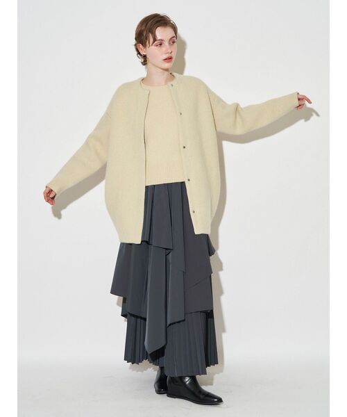 ELENDEEK（エレンディーク）の「CNラクーンミックスダブルカーディガン（カーディガン/ボレロ・レディース・ライトグレー/ボルドー/ネイビー/ベージュ/アイボリー/ブラック/グレー/ライトイエロー・01/02）」の10枚目の写真