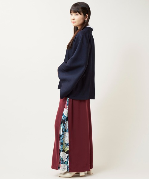 倭物やカヤ(ワモノヤカヤ)の「【倭物やカヤ】花盛り八掛袴風ワイドパンツ(その他パンツ・レディース・ネイビー/パープル/ブラック・FREE)」の17枚目の写真