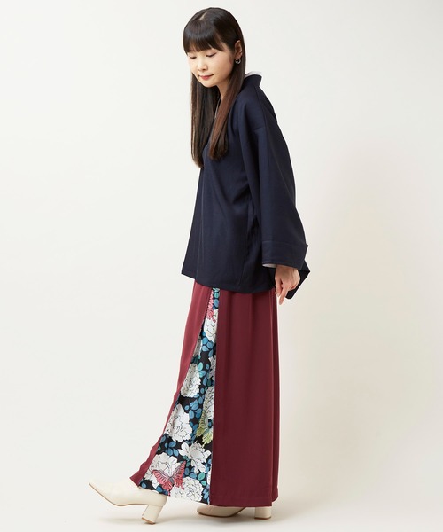 倭物やカヤ(ワモノヤカヤ)の「【倭物やカヤ】花盛り八掛袴風ワイドパンツ(その他パンツ・レディース・ネイビー/パープル/ブラック・FREE)」の18枚目の写真