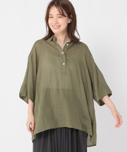 studio CLIP（スタディオクリップ）の「ラミースキッパーシャツ（シャツ/ブラウス・レディース・ブラック/オフホワイト/カーキ・FREE）」の3枚目の写真