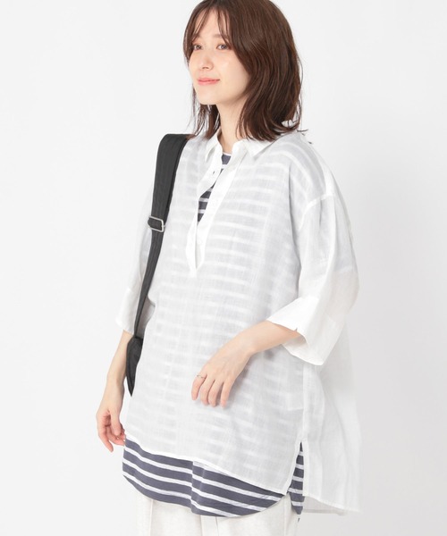 studio CLIP（スタディオクリップ）の「ラミースキッパーシャツ（シャツ/ブラウス・レディース・ブラック/オフホワイト/カーキ・FREE）」の5枚目の写真