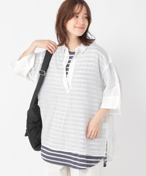 studio CLIP（スタディオクリップ）の「ラミースキッパーシャツ（シャツ/ブラウス・レディース・ブラック/オフホワイト/カーキ・FREE）」の6枚目の写真