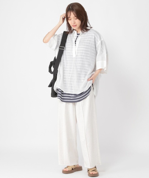 studio CLIP（スタディオクリップ）の「ラミースキッパーシャツ（シャツ/ブラウス・レディース・ブラック/オフホワイト/カーキ・FREE）」の7枚目の写真