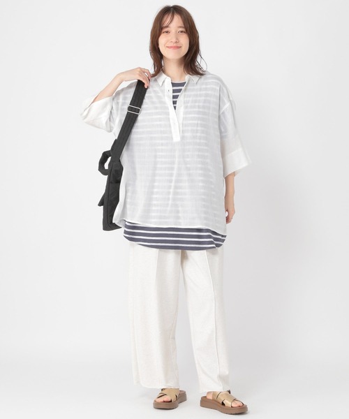 studio CLIP（スタディオクリップ）の「ラミースキッパーシャツ（シャツ/ブラウス・レディース・ブラック/オフホワイト/カーキ・FREE）」の9枚目の写真