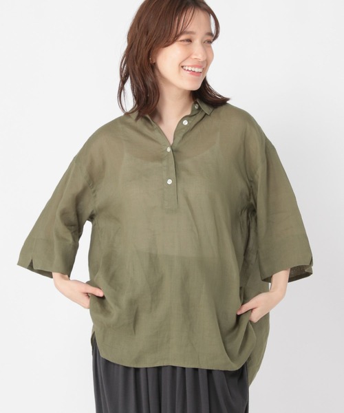 studio CLIP（スタディオクリップ）の「ラミースキッパーシャツ（シャツ/ブラウス・レディース・ブラック/オフホワイト/カーキ・FREE）」の16枚目の写真