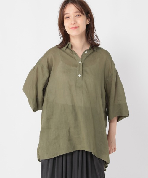 studio CLIP（スタディオクリップ）の「ラミースキッパーシャツ（シャツ/ブラウス・レディース・ブラック/オフホワイト/カーキ・FREE）」の17枚目の写真