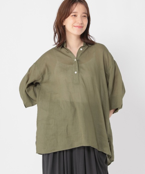 studio CLIP（スタディオクリップ）の「ラミースキッパーシャツ（シャツ/ブラウス・レディース・ブラック/オフホワイト/カーキ・FREE）」の18枚目の写真