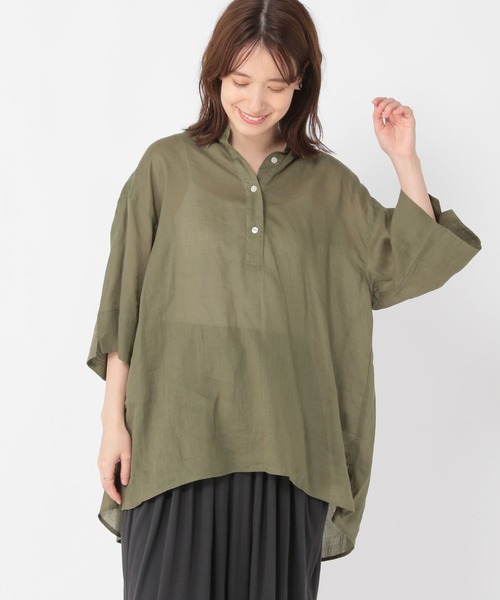 studio CLIP（スタディオクリップ）の「ラミースキッパーシャツ（シャツ/ブラウス・レディース・ブラック/オフホワイト/カーキ・FREE）」の19枚目の写真