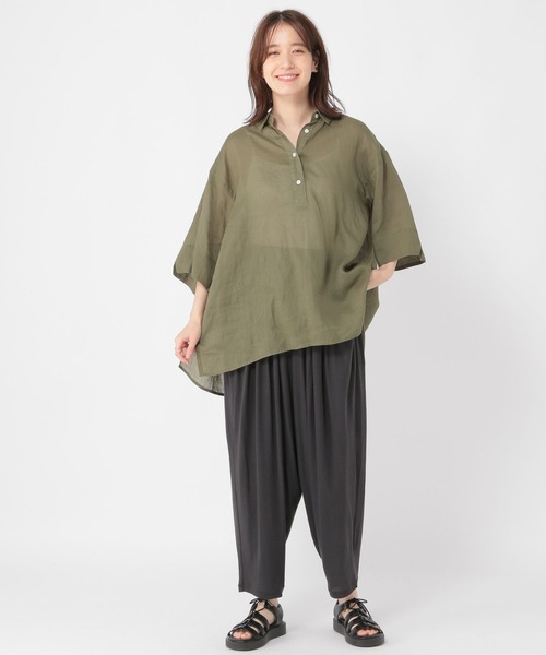 studio CLIP（スタディオクリップ）の「ラミースキッパーシャツ（シャツ/ブラウス・レディース・ブラック/オフホワイト/カーキ・FREE）」の21枚目の写真