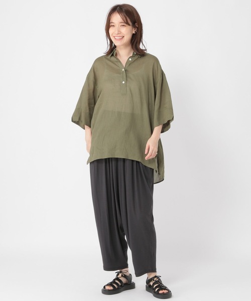 studio CLIP（スタディオクリップ）の「ラミースキッパーシャツ（シャツ/ブラウス・レディース・ブラック/オフホワイト/カーキ・FREE）」の22枚目の写真