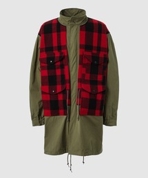 ジュンヤワタナベ　チェック柄フード付きモッズコート ジュンヤワタナベ チェック柄フード付きモッズコート 【公式通販】