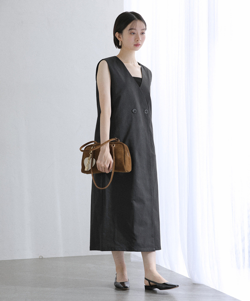 La TOTALITE(ラトータリテ)の「【洗える】ジレ風ワンピース(ワンピース・レディース・キャメル/ブラック・FREE)」の9枚目の写真