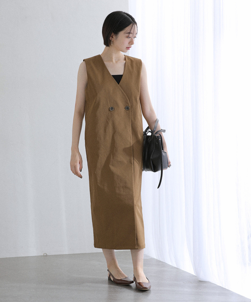 La TOTALITE(ラトータリテ)の「【洗える】ジレ風ワンピース(ワンピース・レディース・キャメル/ブラック・FREE)」の13枚目の写真