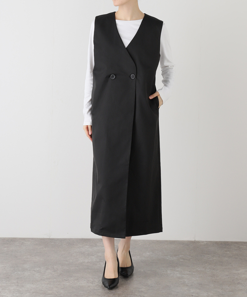 La TOTALITE(ラトータリテ)の「【洗える】ジレ風ワンピース(ワンピース・レディース・キャメル/ブラック・FREE)」の4枚目の写真