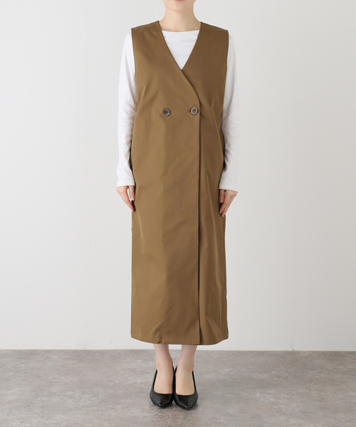 La TOTALITE(ラトータリテ)の「【洗える】ジレ風ワンピース(ワンピース・レディース・キャメル/ブラック・FREE)」の6枚目の写真