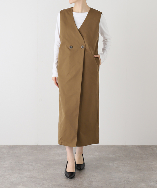 La TOTALITE(ラトータリテ)の「【洗える】ジレ風ワンピース(ワンピース・レディース・キャメル/ブラック・FREE)」の8枚目の写真