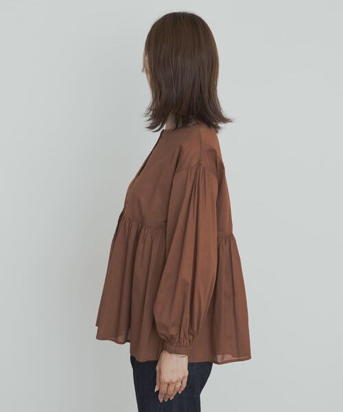 セール】コットンツイル2WAYギャザーブラウス（シャツ/ブラウス