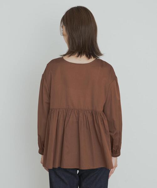 セール】コットンツイル2WAYギャザーブラウス（シャツ/ブラウス