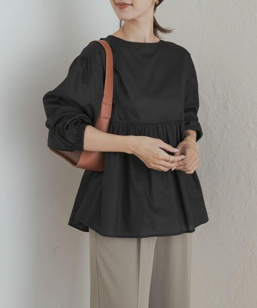 URBAN RESEARCH DOORS(アーバンリサーチドアーズ)の「コットンツイル2WAYギャザーブラウス(シャツ/ブラウス・レディース・グリーン/ブラウン/ブラック・MEDIUM)」の11枚目の写真