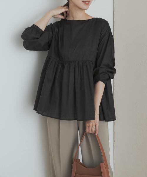 URBAN RESEARCH DOORS(アーバンリサーチドアーズ)の「コットンツイル2WAYギャザーブラウス(シャツ/ブラウス・レディース・グリーン/ブラウン/ブラック・MEDIUM)」の14枚目の写真