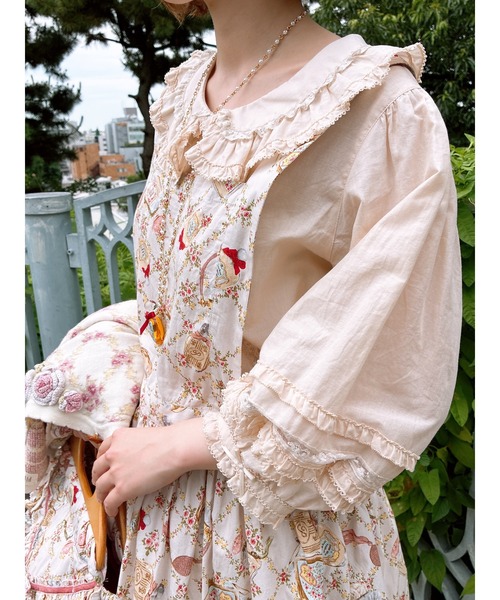 【美品】バイオレットレース使いチュニックブラウス PINK HOUSE】 バイオレットレース使いチュニックブラウス F