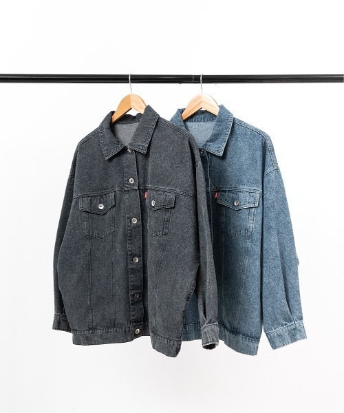 A.D.C.L.（エーディーシーエル）の「オーバーサイズ ビックシルエット デニムジャケット（Gジャン）（デニムジャケット・レディース・ブラック/ブルー・M/L）」の3枚目の写真