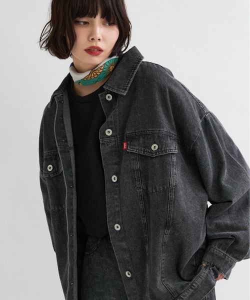 A.D.C.L.（エーディーシーエル）の「オーバーサイズ ビックシルエット デニムジャケット（Gジャン）（デニムジャケット・レディース・ブラック/ブルー・M/L）」の9枚目の写真