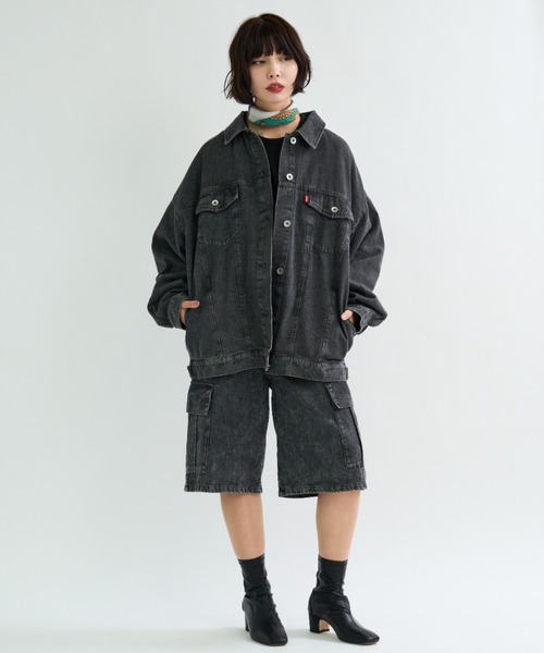 A.D.C.L.（エーディーシーエル）の「オーバーサイズ ビックシルエット デニムジャケット（Gジャン）（デニムジャケット・レディース・ブラック/ブルー・M/L）」の19枚目の写真