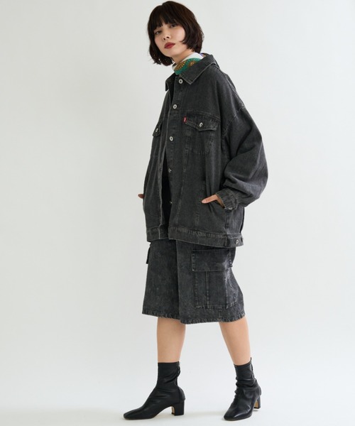 A.D.C.L.（エーディーシーエル）の「オーバーサイズ ビックシルエット デニムジャケット（Gジャン）（デニムジャケット・レディース・ブラック/ブルー・M/L）」の20枚目の写真