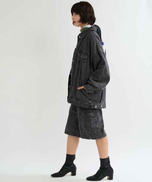 A.D.C.L.（エーディーシーエル）の「オーバーサイズ ビックシルエット デニムジャケット（Gジャン）（デニムジャケット・レディース・ブラック/ブルー・M/L）」の21枚目の写真