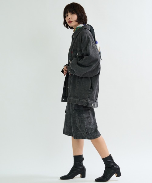 A.D.C.L.（エーディーシーエル）の「オーバーサイズ ビックシルエット デニムジャケット（Gジャン）（デニムジャケット・レディース・ブラック/ブルー・M/L）」の22枚目の写真