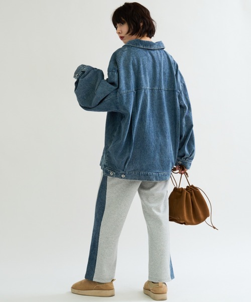 A.D.C.L.（エーディーシーエル）の「オーバーサイズ ビックシルエット デニムジャケット（Gジャン）（デニムジャケット・レディース・ブラック/ブルー・M/L）」の13枚目の写真