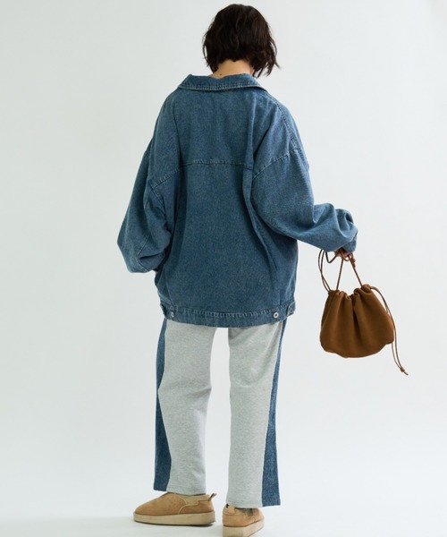 A.D.C.L.（エーディーシーエル）の「オーバーサイズ ビックシルエット デニムジャケット（Gジャン）（デニムジャケット・レディース・ブラック/ブルー・M/L）」の15枚目の写真