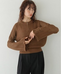CLEIO | 【CLEIO】透かし編みジッププルオーバー OPEN-KNIT ZIP PULLOVER/986-14607(ニット/セーター)