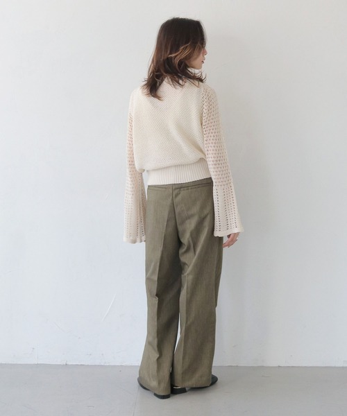 CLEIO（クレイオ）の「【CLEIO】透かし編みジッププルオーバー OPEN-KNIT ZIP PULLOVER/986-14607（ニット/セーター・レディース・ライトカーキ/ブラウン/アイボリー・FREE）」の15枚目の写真