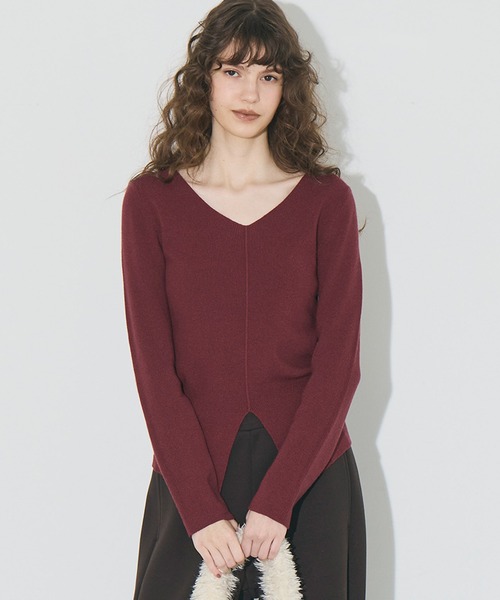 coca（coca）（コカ）の「フロントスリットニット（ニット/セーター・レディース・ブラウン/ワイン/ブラック/グレー・S/L/M）」の4枚目の写真