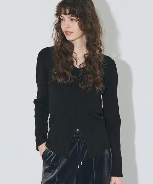 coca（coca）（コカ）の「フロントスリットニット（ニット/セーター・レディース・ブラウン/ワイン/ブラック/グレー・S/L/M）」の2枚目の写真