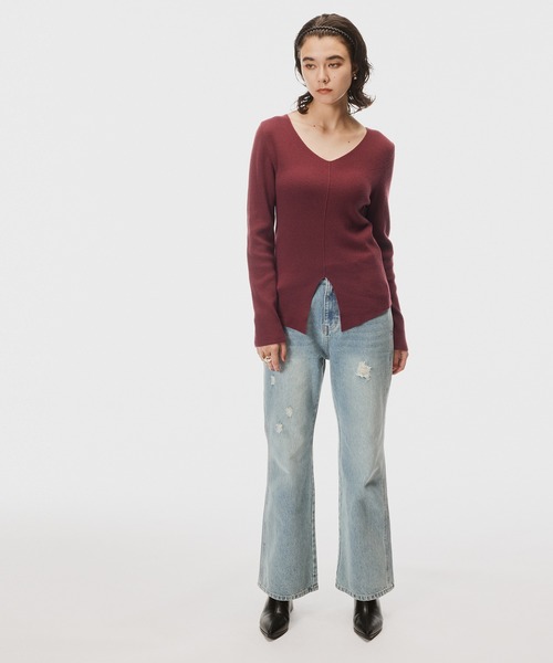 coca（coca）（コカ）の「フロントスリットニット（ニット/セーター・レディース・ブラウン/ワイン/ブラック/グレー・S/L/M）」の9枚目の写真
