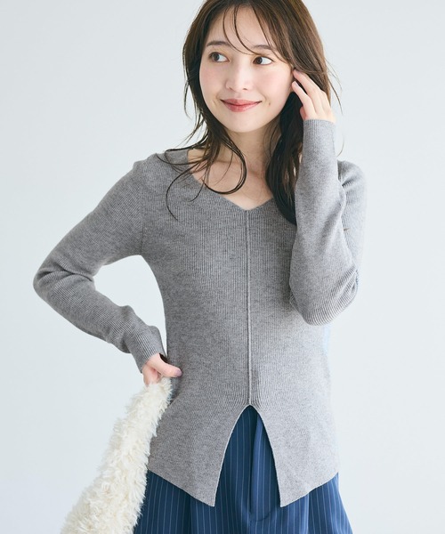 coca（coca）（コカ）の「フロントスリットニット（ニット/セーター・レディース・ブラウン/ワイン/ブラック/グレー・S/L/M）」の10枚目の写真