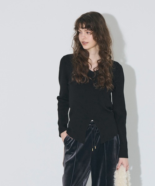 coca（coca）（コカ）の「フロントスリットニット（ニット/セーター・レディース・ブラウン/ワイン/ブラック/グレー・S/L/M）」の17枚目の写真