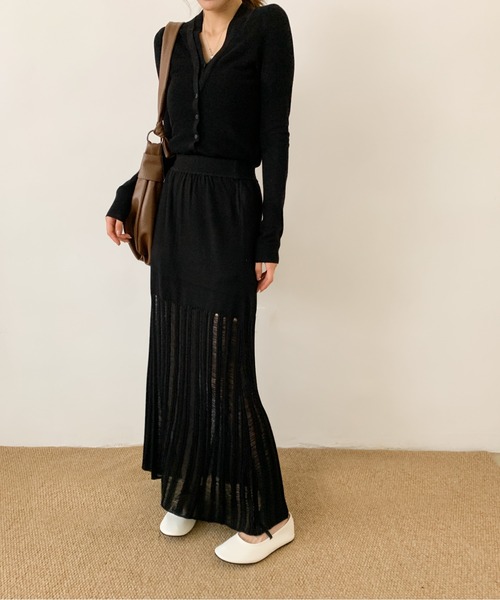 セール】DECADE CLASSIC 透かし編みニットロングスカート（スカート