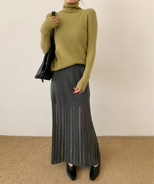 セール】DECADE CLASSIC 透かし編みニットロングスカート（スカート