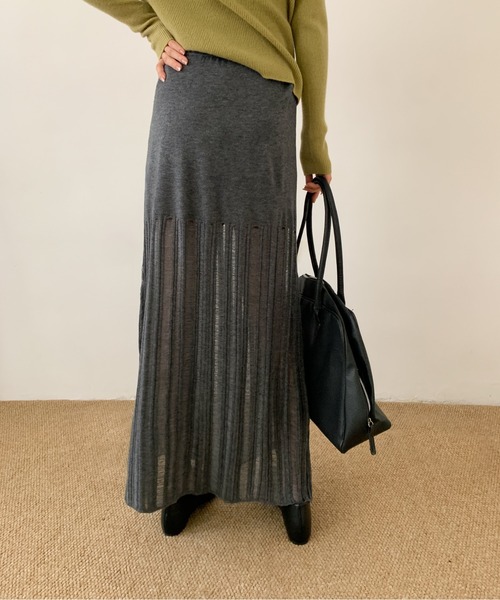 セール】DECADE CLASSIC 透かし編みニットロングスカート（スカート