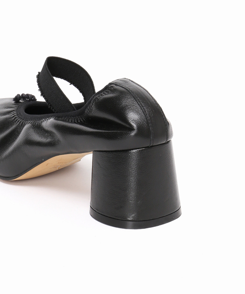 GRISE ブラックパンプス 23.5 cm GRISE5.5cmレザーギャザーバレリーナパンプス（パンプス
